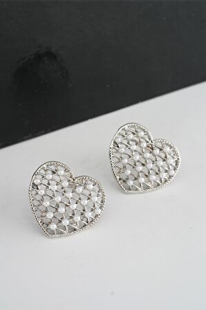 Kadın Kalp Figürlü 2.5 Cm İncili Küpe