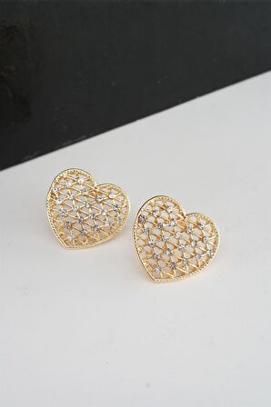 Kadın Kalp Figürlü 2.5 Cm Zirkon Taşlı Küpe