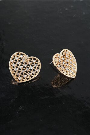 Kadın Kalp Figürlü 2.5 Cm Zirkon Taşlı Küpe