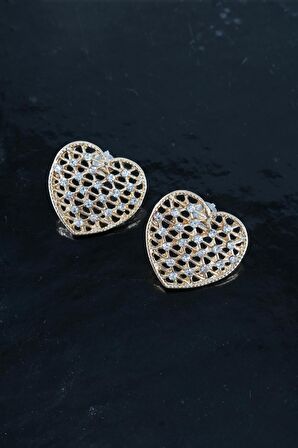 Kadın Kalp Figürlü 2.5 Cm Zirkon Taşlı Küpe