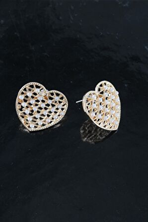 Kadın Kalp Figürlü 2.5 Cm Suni İncili Küpe