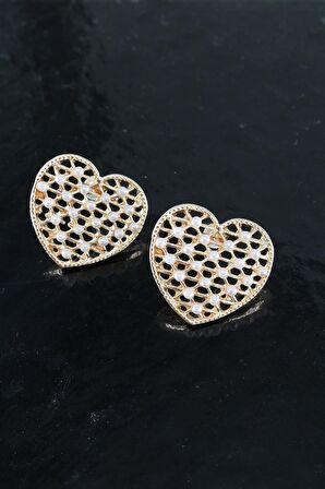 Kadın Kalp Figürlü 2.5 Cm Suni İncili Küpe