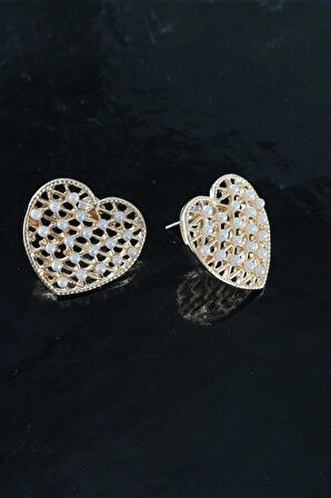 Kadın Kalp Figürlü 2.5 Cm Suni İncili Küpe