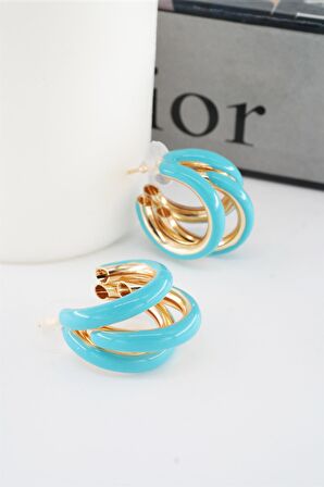 Kadın Vip Seri Kararmaz Mineli Boru Model 2.5 cm Küpe