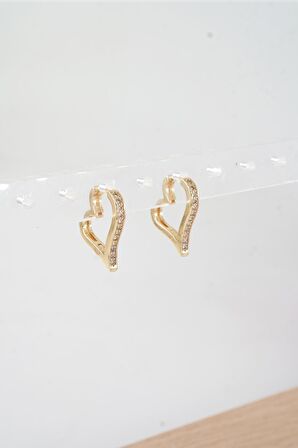 Kadın Özel Tasarım Zirkon Taşlı 2'li Minimal Küpe