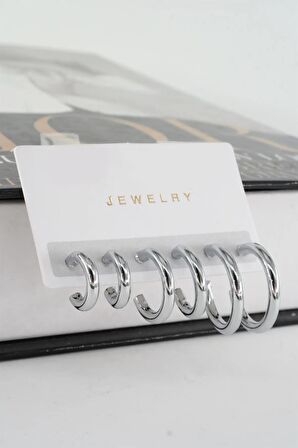 Kadın 3 boy Kalın Halka Küpe 1.7/ 2 / 2.5 cm