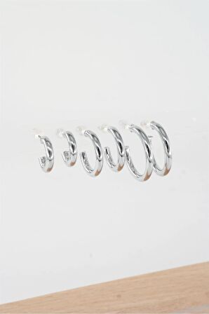 Kadın 3 boy Kalın Halka Küpe 1.7/ 2 / 2.5 cm