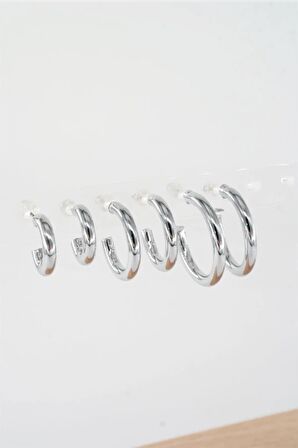 Kadın 3 boy Kalın Halka Küpe 1.7/ 2 / 2.5 cm