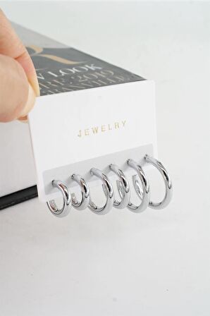 Kadın 3 boy Kalın Halka Küpe 1.7/ 2 / 2.5 cm