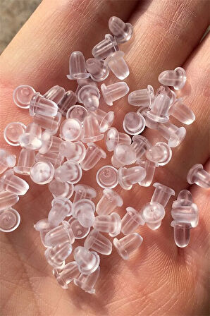 100 Adet(50 Çift) Silikon Küpe Arkalığı, Küpe Pistonu, Küpe Arkası 6x5 Mm TKR001