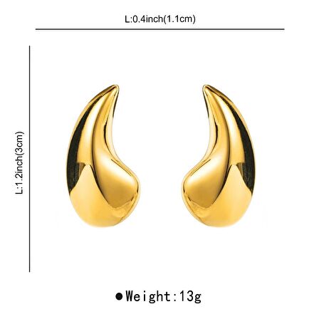 Kadın Özel Tasarım Damla Model 4 cm Küpe