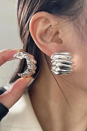 Kadın Özel Tasarım Tırtıklı 3 cm Halka Küpe