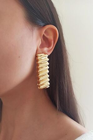 Kadın Özel Tasarım 6 cm Tırtıklı Model Küpe zyna003