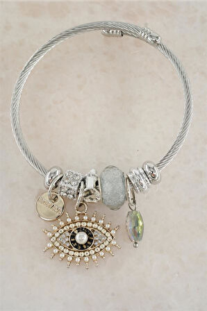 Kadın 316 L Paslanmaz Çelik Karışık Figürlü Charm Bileklik   STP004