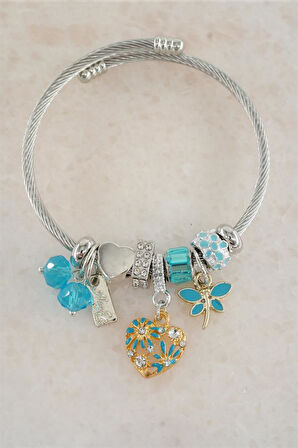 Kadın 316 L Çelik Karışık Figürlü Charm Bileklik   TKR001