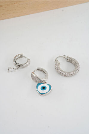 Kadın Vip Seri  Antialerjik Baget Zirkon Taşlı  3'lü Küpe