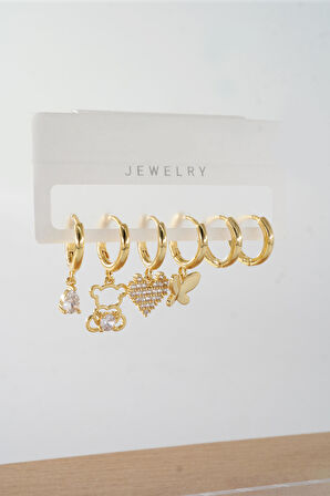 Kadın Vip Seri  Antialerjik Baget Zirkon Taşlı 6'lı Küpe