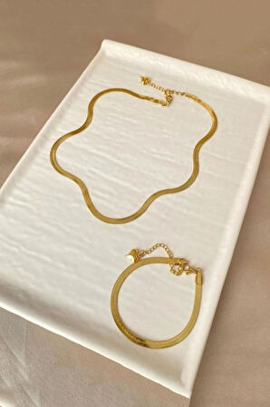 Kadın Kolye ve Bileklik 316 L Çelik Vip Seri Antialerjik Kararmaz İtalyan Zincir Kolye ( 45cm +7 cm uzatma ) ve Bileklik Seti( 16 +7 cm uzatma )