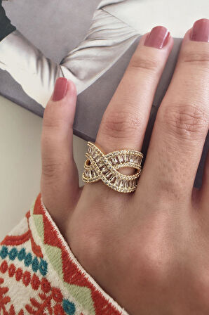 Kadın Vip Seri Baget Zirkon Taşlı Numarasız Ayarlanabilir Yüzük