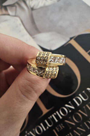 Kadın Vip Seri Baget Zirkon Taşlı Numarasız Ayarlanabilir Yüzük