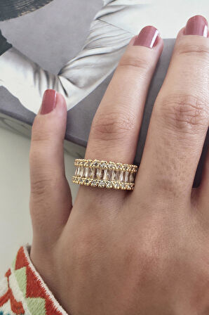 Kadın Vip Seri Baget Zirkon Taşlı Numarasız Ayarlanabilir Yüzük