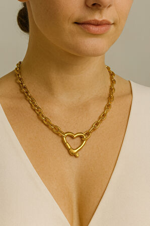 Kalp Figürlü Önden Klipsli 45 cm Kolye