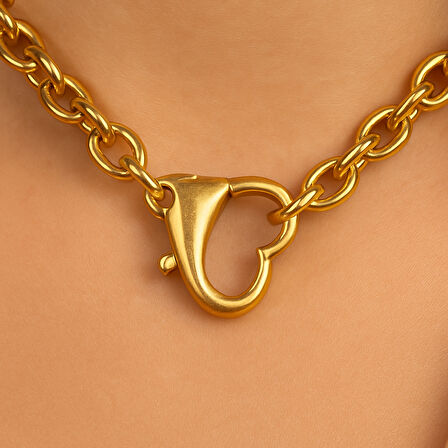 Kalp Figürlü Önden Klipsli 45 cm Kolye