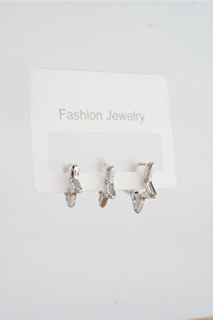 Kadın Vip Seri Zirkon Taşlı Yıldız Helix  Model 3 Boy Küpe 1.3cm 1.6 cm ve 2 cm  zrk00585