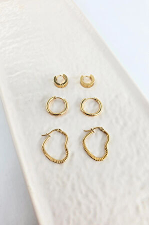 Kadın 316 L Paslanmaz Çelik Anti Alerjenik 6'lı Küpe Seti