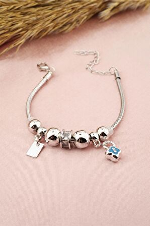 Kadın Charm Zincir Zirkon Taşlı Mineli Bileklik