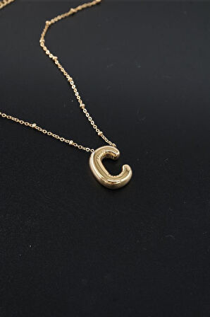 Kadın 316 L Paslanmaz Çelik Balon Harf Kolye C