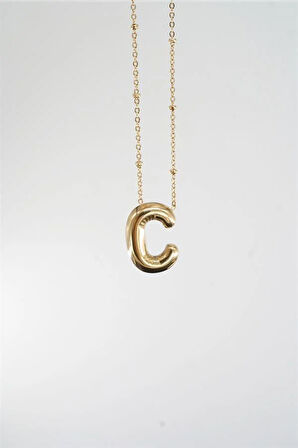 Kadın 316 L Paslanmaz Çelik Balon Harf Kolye C