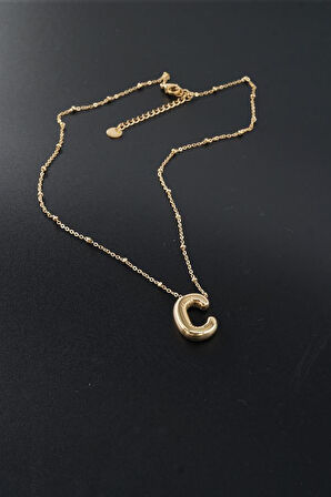 Kadın 316 L Paslanmaz Çelik Balon Harf Kolye C