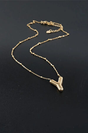 Kadın 316 L Paslanmaz Çelik Balon Harf Kolye Y