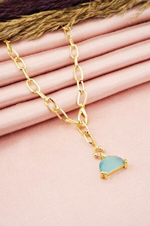 Kadın Özel Tasarım Mavi Zirkon Taşlı Kolye