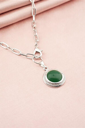 Kadın Özel Tasarım Plastik Taşlı Renkli Madalyon Kolye