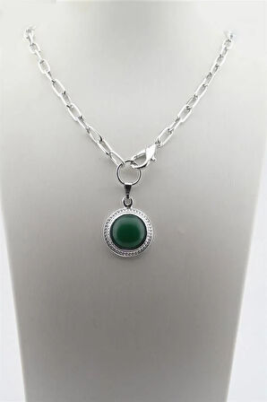 Kadın Özel Tasarım Plastik Taşlı Renkli Madalyon Kolye