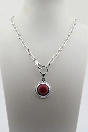 Kadın Özel Tasarım Taşlı Renkli Madalyon Kolye