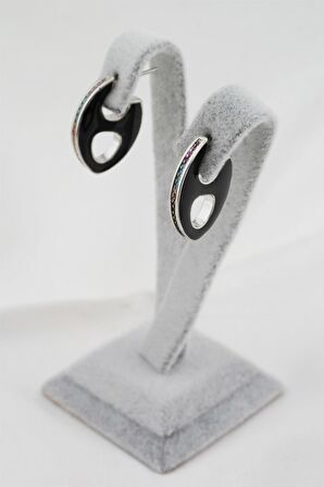 Kadın Altın Kaplama Zirkon Taşlı Mineli Elips Model Küpe