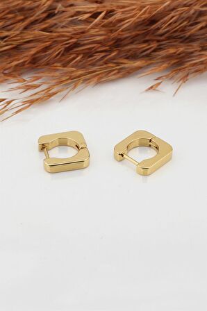 Kadın Çelik Basic Geometrik 1.5cm Kare Moldel Klipsli Küpe