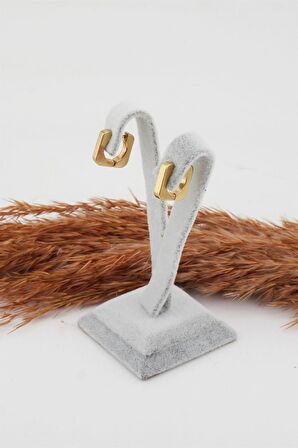 Kadın Çelik Basic Geometrik 1.5cm Kare Moldel Klipsli Küpe