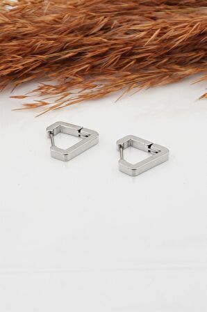 Kadın Çelik Basic Geometrik 1.5cm Üçgen Moldel Klipsli Küpe