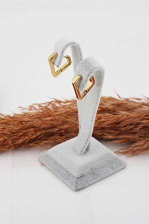 Kadın Çelik Basic Geometrik 1.5cm Üçgen Moldel Klipsli Küpe