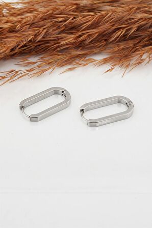 Kadın Çelik Basic Geometrik 2.5 cm Elips Moldel Klipsli Küpe