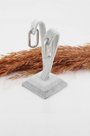 Kadın Çelik Basic Geometrik 2.5 cm Elips Moldel Klipsli Küpe