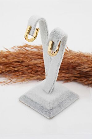 Kadın Çelik Basic Geometrik 1.5 cm U Model Klipsli Küpe