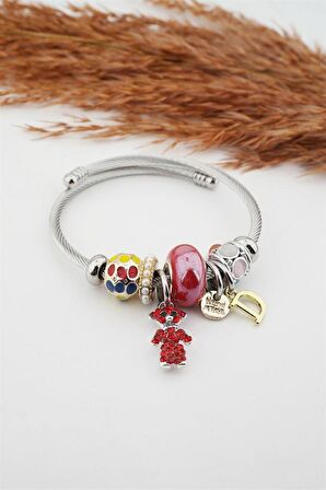 Kadın Ayıcık Figürlü Charm Bileklik