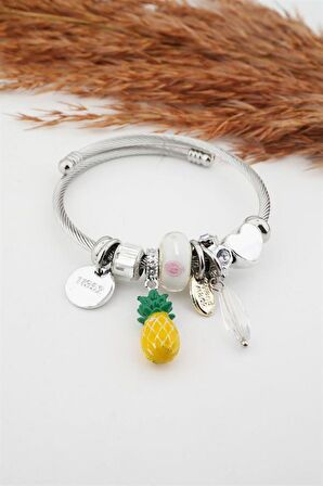 Kadın Ananas Figürlü Charm Bileklik