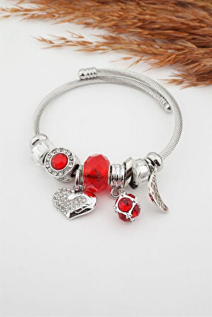 Kadın Kalp Figürlü Charm Bileklik