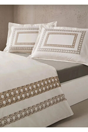 Çift Kişilik (Çarşafı Lastikli) Nevresim Takımı Aurea Krem
